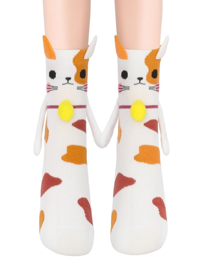 FreeNFond Women's Cat Socks Magnetic Holding Hands Animal Socks for Teen Girls, Fun Magnetic Gifts for Cat Lovers Birthday - Image 1
